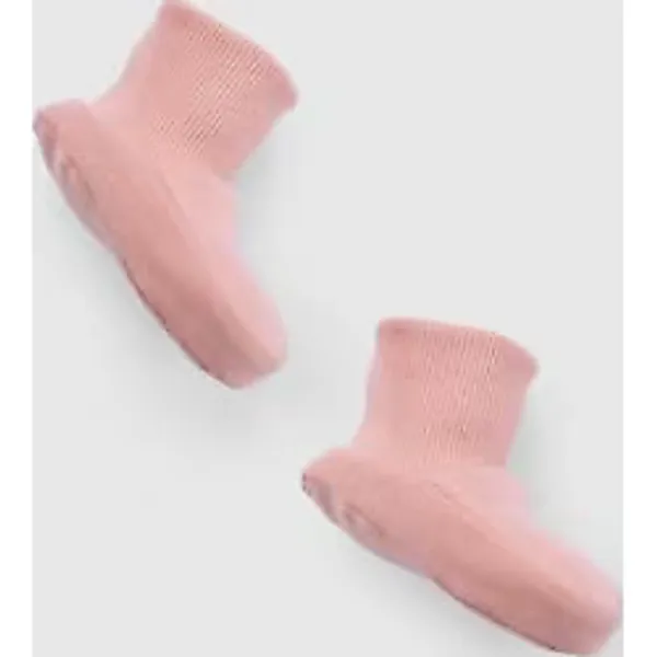 LITTLE GUSTO Organik Pamuk Bebek Patik - Çift Katlı Yumuşak Manşetli Bebek Çorap & Yenidoğan Hastane Çıkışı Patikleri - Pembe, 0-3 Ay