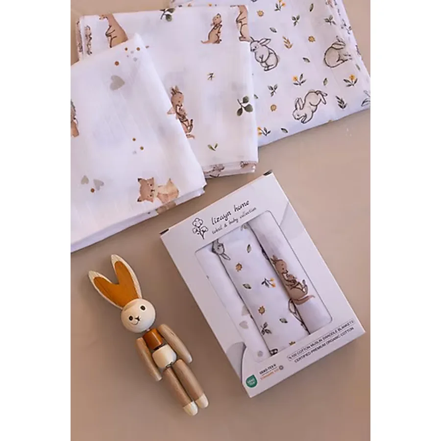 Lizayn Tekstil Çok Amaçlı Müslin Örtü & Battaniye 3'lü Set %100 Pamuk Oeko-Teks Sertifikalı 80X80 cm - Beyaz