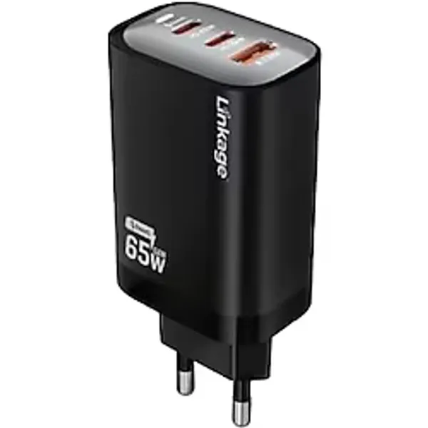 Lkc-55 65W GaN Hızlı Şarj Aleti - 3 Portlu (2x USB-C + 1x USB-A) PD Destekli Laptop ve Telefon Şarj Adaptörü