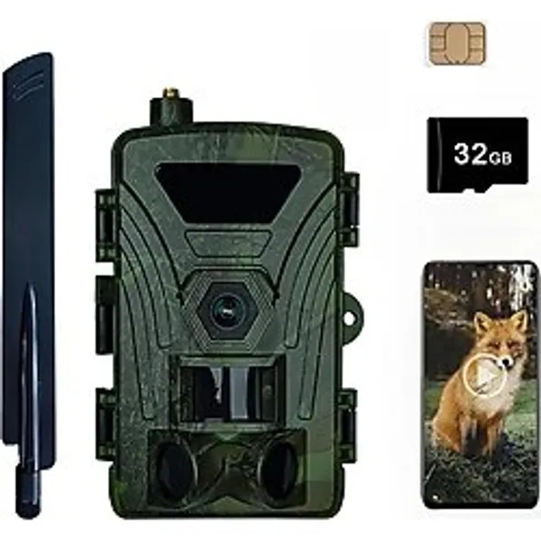 Lmhome Sım Kartlı 4G Lte Yaban Hayatı Kamerası, 4K/60Mp Video, Cep Telefonu Aktarım Uygulaması, Canlı Yayın, Hareket Sensörü, Gece Görüşü, 0,1 Saniye Tetikleme Süresi - Avcılık İçin Yaban Hayatı Kamer