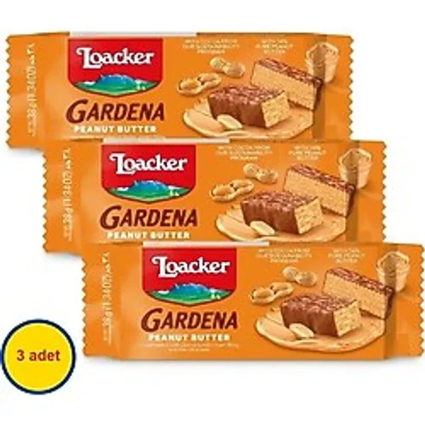 Loacker Gardena Peanut Butter - Çikolata Kaplamalı Yer Fıstığı Ezmesi Kreması Dolgulu Çıtır Gofret 38 G (3 Adet)