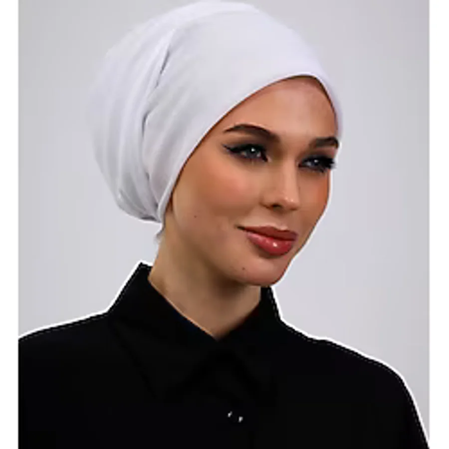 Loggia İç Başörtüsü %100 Pamuklu Beyaz Tülbent - Kenarları Oyalı 90x90 Cm Kadın Tesettür Yazma Başörtü