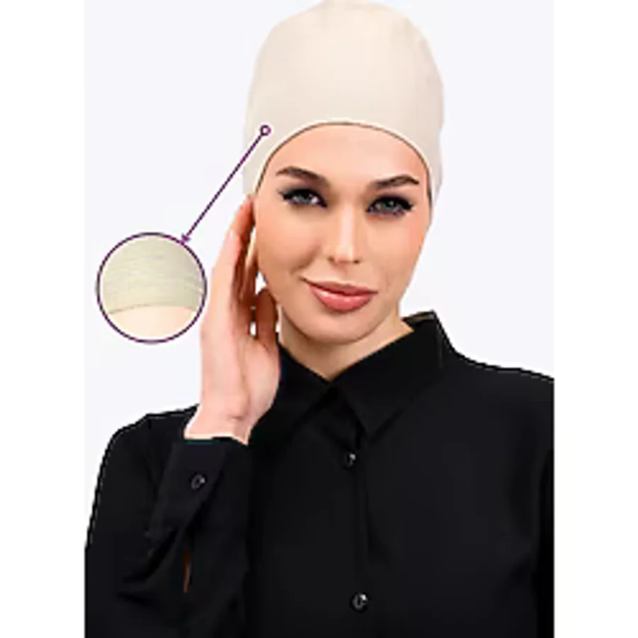 Loggia Kaymayan Krem Bone Silikonlu Kaymaz Dikişsiz Kadın Tesettür Bağlamalı (Açık Vizon - Bej)