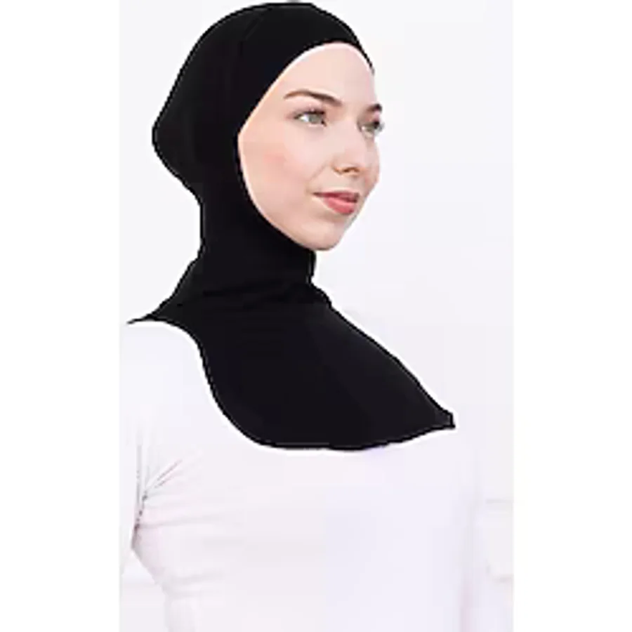 Loggia Siyah Ninja Bone Boyunluklu Likralı Sporcu Bonesi Kadın Pratik Tesettür Hijab Başörtü