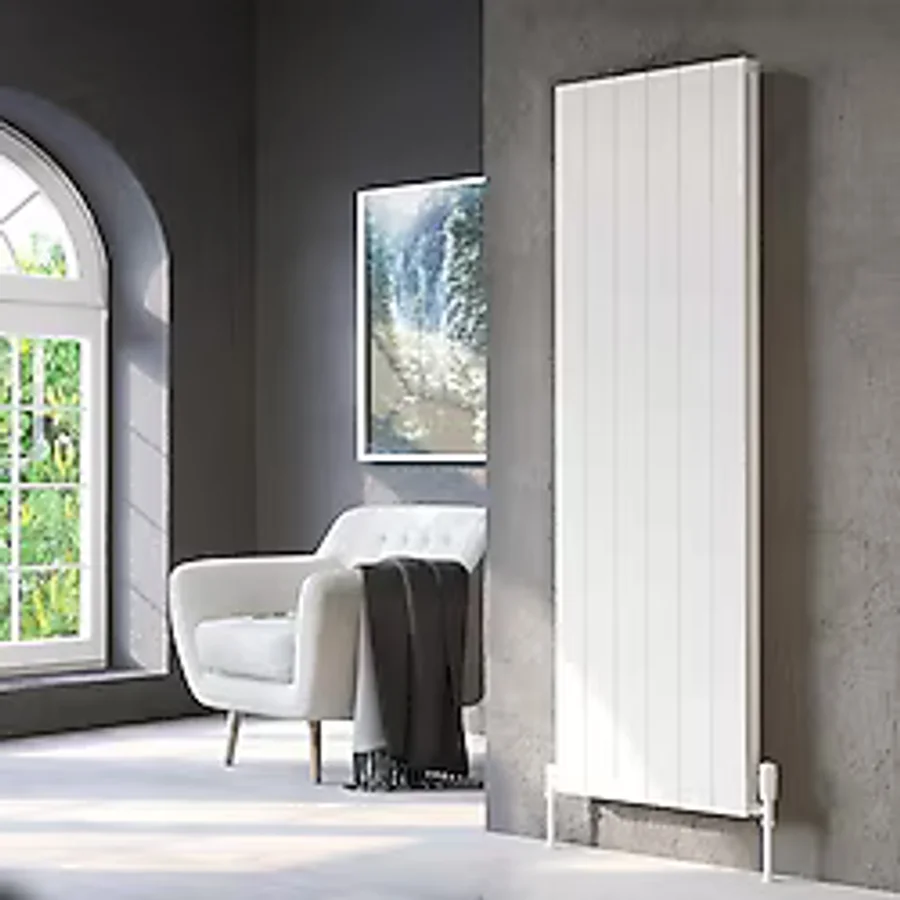 Lojimax Alüminyum Çift Panel Dikey Radyatör Kalsedon Double 600 x 470 5 Dilim Dokulu Beyaz Yüksek Isıl Güç 5 Yıl Üretici Garantisi
