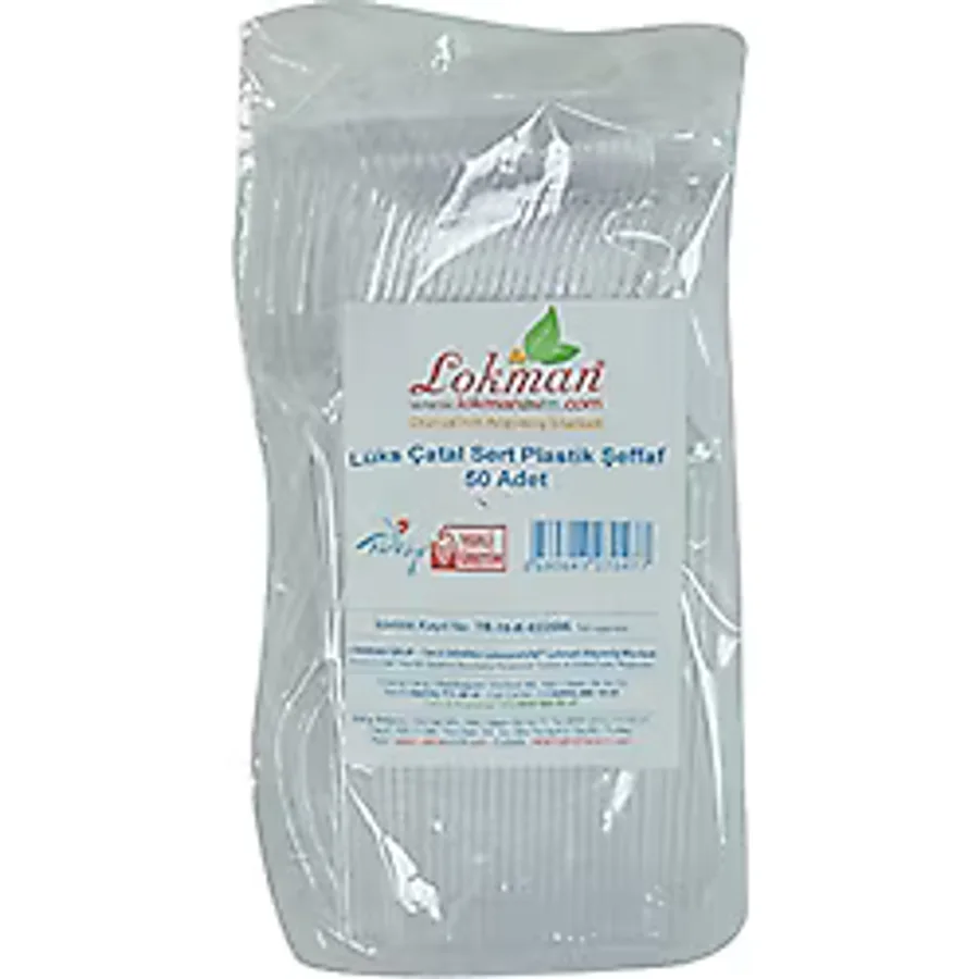 LokmanAVM Lüks Çatal Sert Plastik Şeffaf 50 Adet 1 Paket