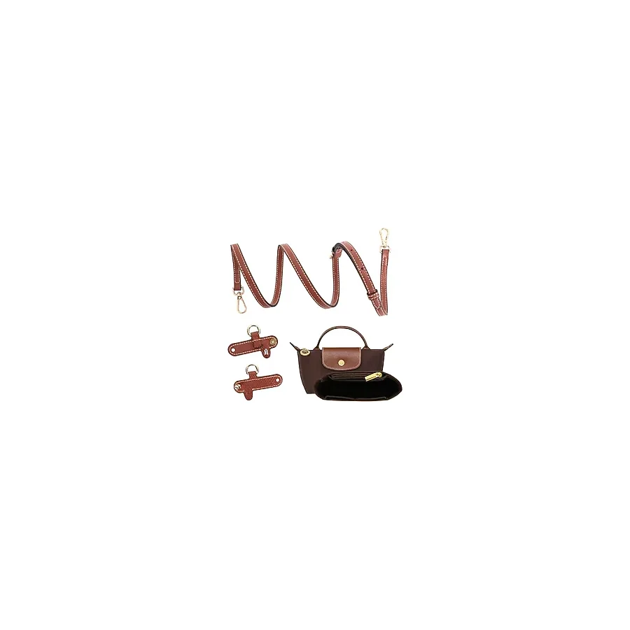 Longchamp çantası için omuz askısı, cüzdan organizatörü, deliksiz, uzunluğu ayarlanabilir deri yedek askı, çoklu cepli, el çantaları, Compact