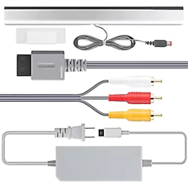 LongLongJin Ultimate 3'ü 1 arada Wii Kablosu Adaptör Kiti - Wii Güç Kablosu, Wii Sensör Çubuğu, Kompozit Ses Video Kablosu, Nintendo Wii Oyunları ile Uyumlu (Wii U için değil)