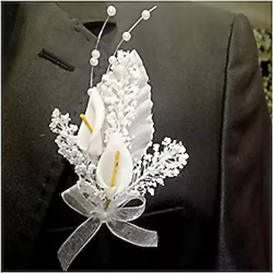Lora Davet Damat ve Arkadaşları için Yaka çiçeği - Beyaz 54626