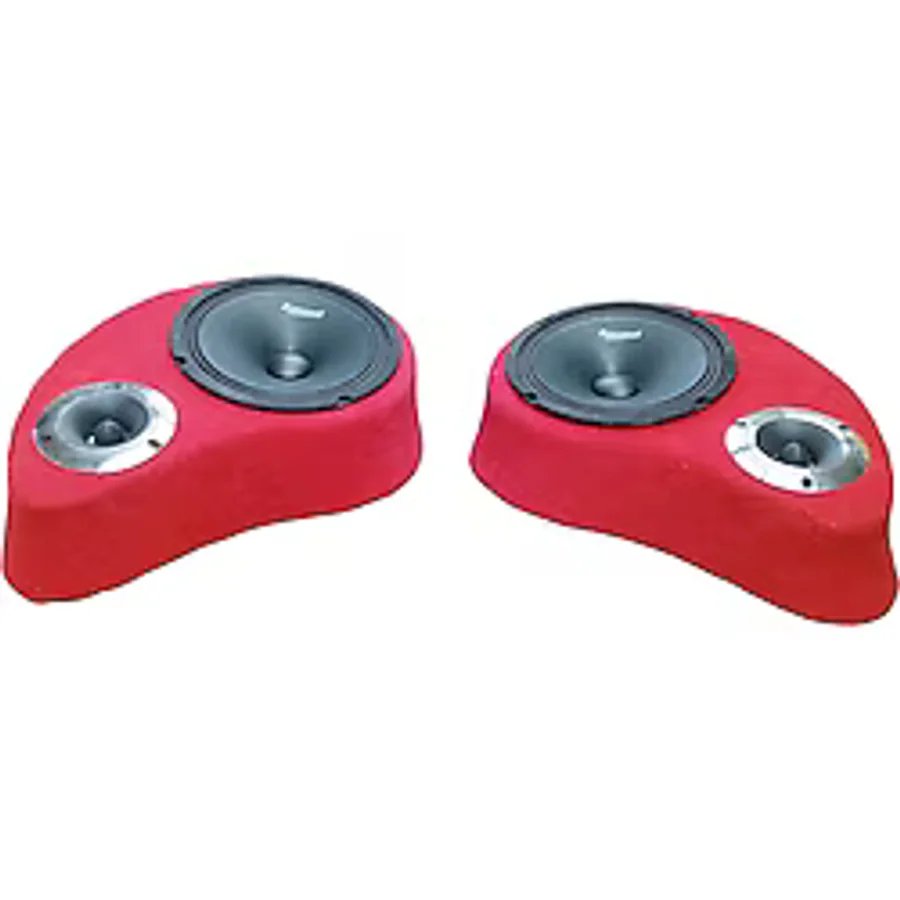 Lostgarage Polyesterli Boş Pandizot 16 Cm Hoparlör 10 Cm Tweeter Yuvalı Kırmızı Mdf 2 Adet Sağ Ve Sol
