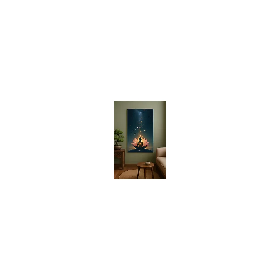 Lotus Meditasyon Cam Tablo Ruhsal Denge ve Huzurun Enerjisi