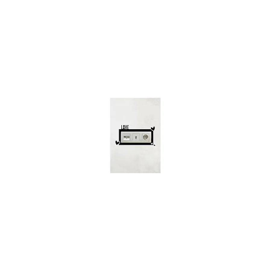 Love Yazılı Kalp Tasarım 3lü Priz Çerçevesi İç Ölçü 22,75x8,4 Cm Üçlü Dekoratif Çerçeve