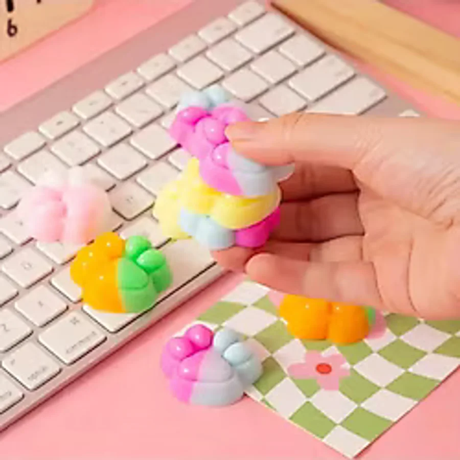 LRS STORE 4 Adet Minik Kedi Patisi Pufi Taba Squishy Stres Oyuncağı Pati Sukuşi