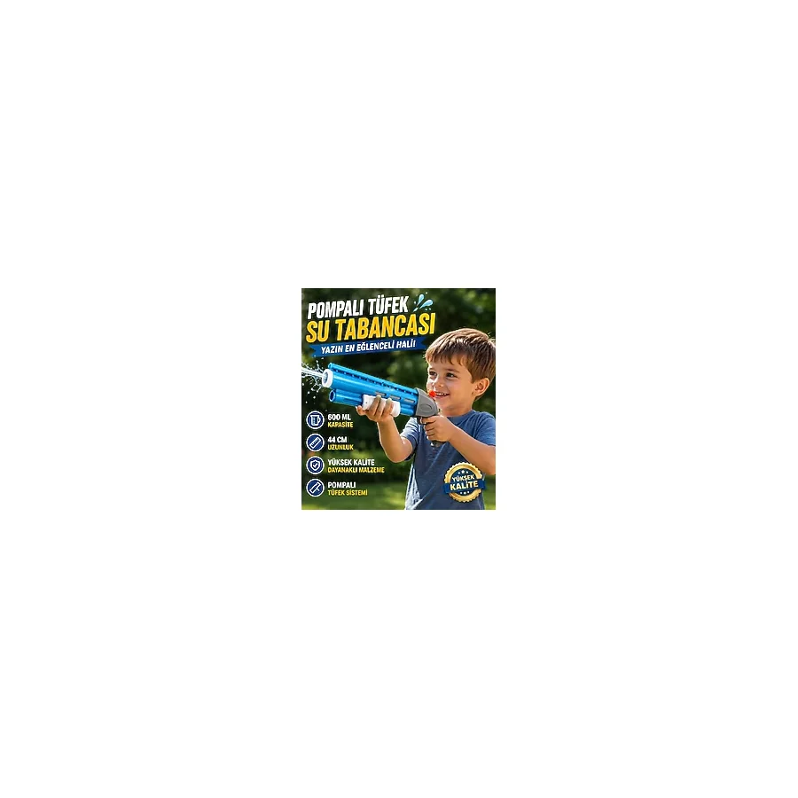 LRS Store 44 cm Büyük Boy Pompalı Su Tabancası 600 ml Uzun Menzilli Yüksek Basınçlı Yaz Oyuncağı Tüfek
