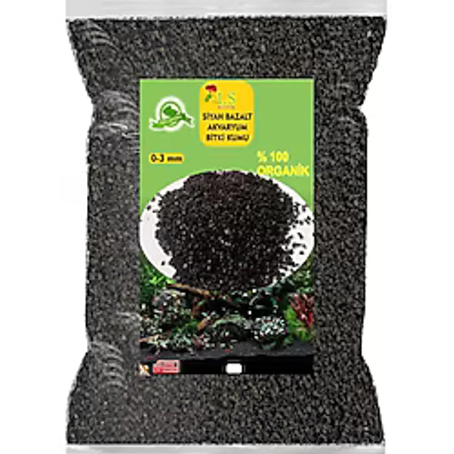 LS BOTANİK Ls Sultan Siyah Bazalt Akvaryum Ve Bitki Kumu 0-3 Mm 1 Kğ