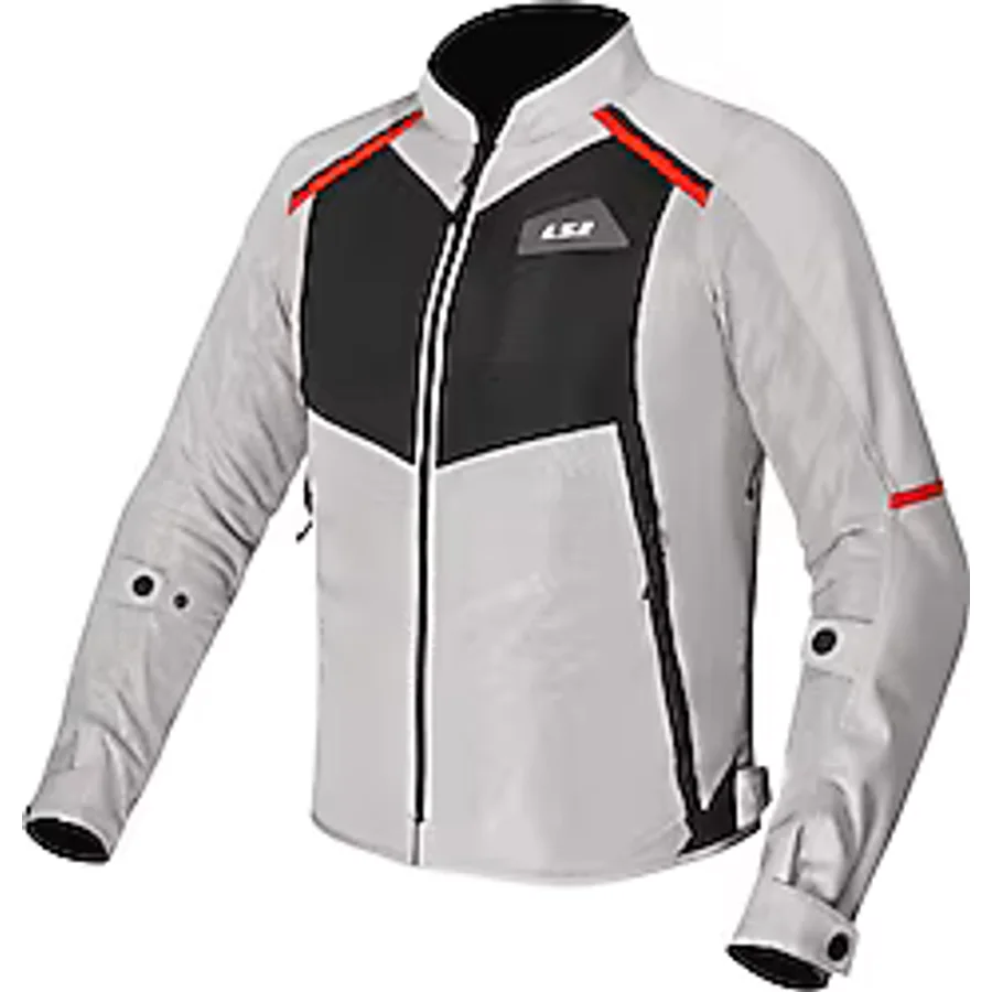 LS2 Breeze Erkek Gri-Siyah-Kırmızı Yazlık Motosiklet Montu