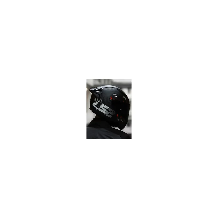 LS2 Rapid 2 Race Clawn Mat Siyah-Gri-Kırmızı Kask (Siyah vizörlü+ Spoıler)