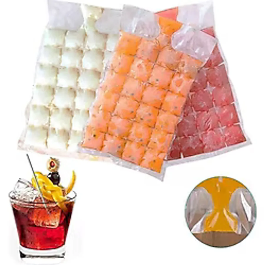 Lua 2 Paket 480 Adet Buz Küpü, Buz Torbası, Kolay Çıkarılan Buz Küpü Kalıp Tepsileri, Dondurucu, Kokteyl, Kemik Suyu Torbası Dondurma Meyve Suyu İçin Kendinden Sızdırmaz Buz Küpü Torbaları
