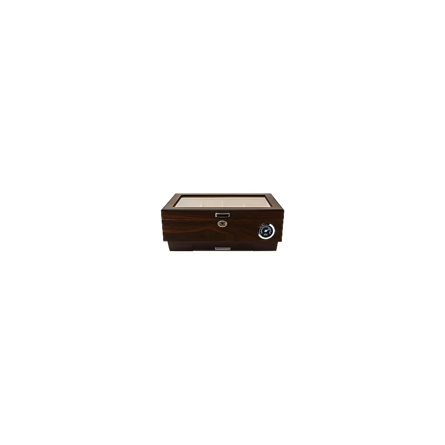 Lubinski Cedar Camlı Puro Kutusu Humidor Double Kahve 25s