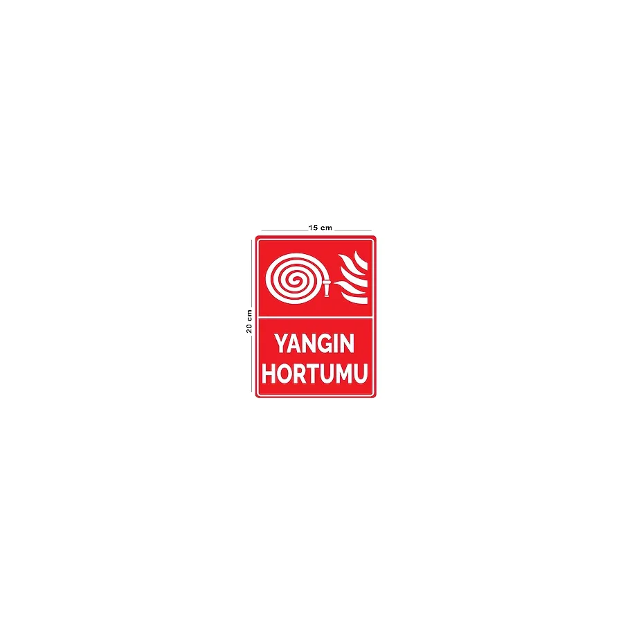 Lucena Metal Yangın Hortumu 15 cm x 20 cm Uyarı Levhası Yönlendirme Tabelası