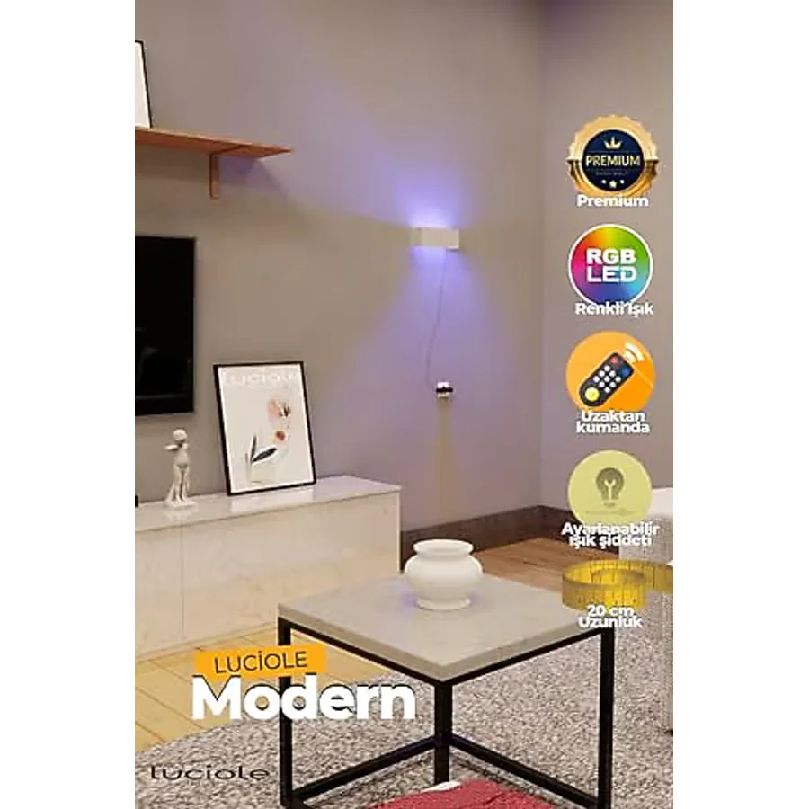 luciole Led Işıkyatak Oturma Odası Salon Lambası Rgb Işık Çok Renkli Dikdörtgen Kumandalı Ldim