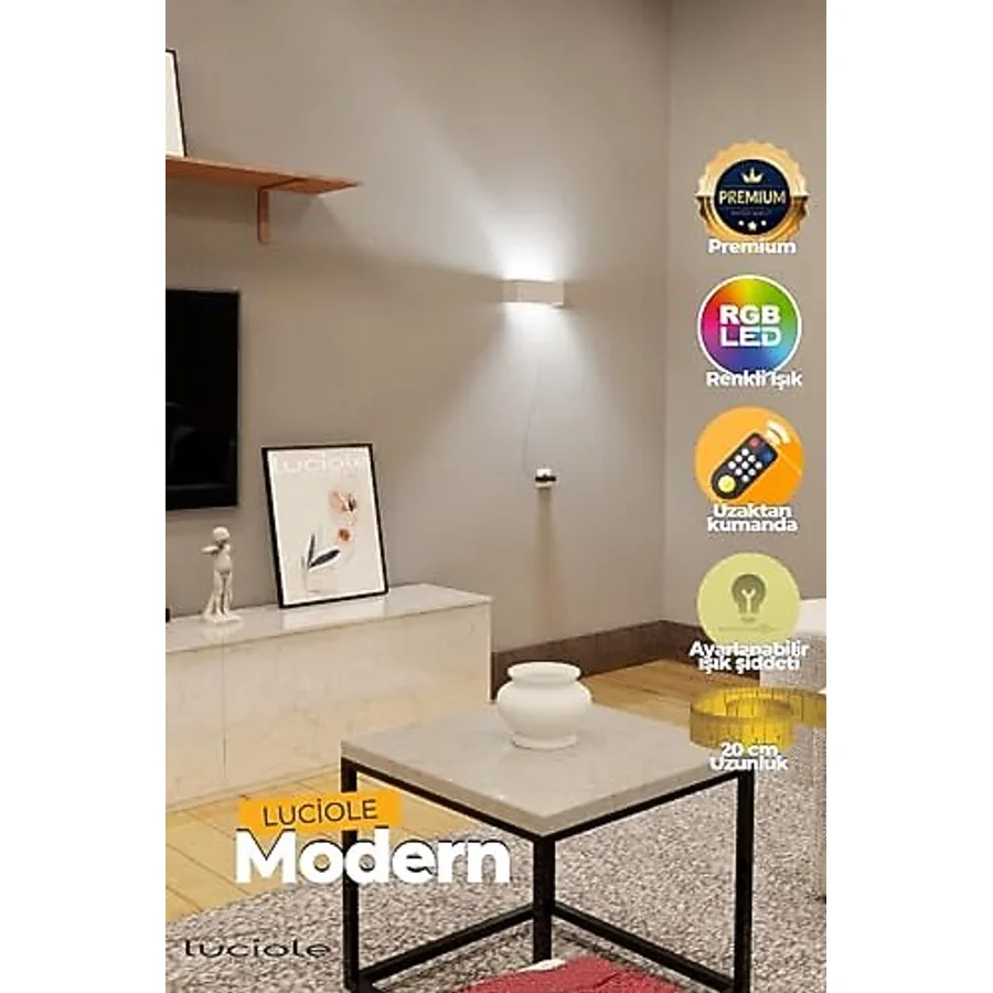 luciole Led Işıkyatak Oturma Odası Salon Lambası Rgb Işık Çok Renkli Dikdörtgen Kumandalı Ldib