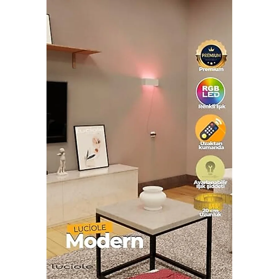 luciole Led Işıkyatak Oturma Odası Salon Lambası Rgb Işık Çok Renkli Dikdörtgen Kumandalı Ldik