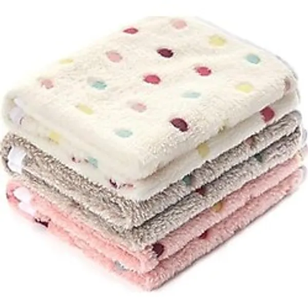 luciphia 1 Paket 3 Battaniye Süper Yumuşak Sevimli Nokta Desenli Evcil Hayvan Battaniyesi Flanel Köpek Yavrusu Kedi Bej/Kahverengi/Pembe Medium