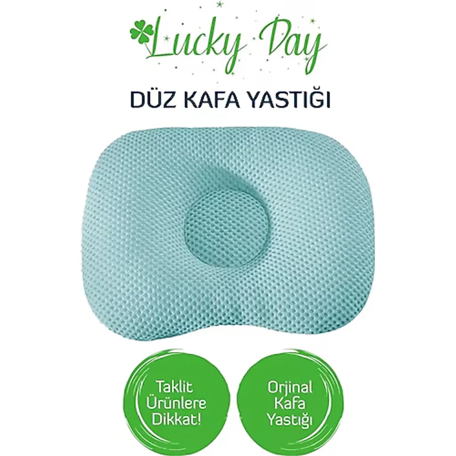 Lucky Day Kafa Yastığı Mavi Bebek Air Düz Kafa Yastığı, Kafa Yastık, Bebek Yastığı, Organik Pamuk Kumaş