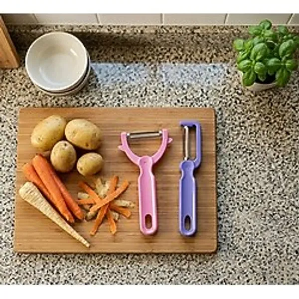 Ludia Ludıa Pratik 2'li Ergonomik Saplı Renkli Sebze Meyve Soyacağı Seti