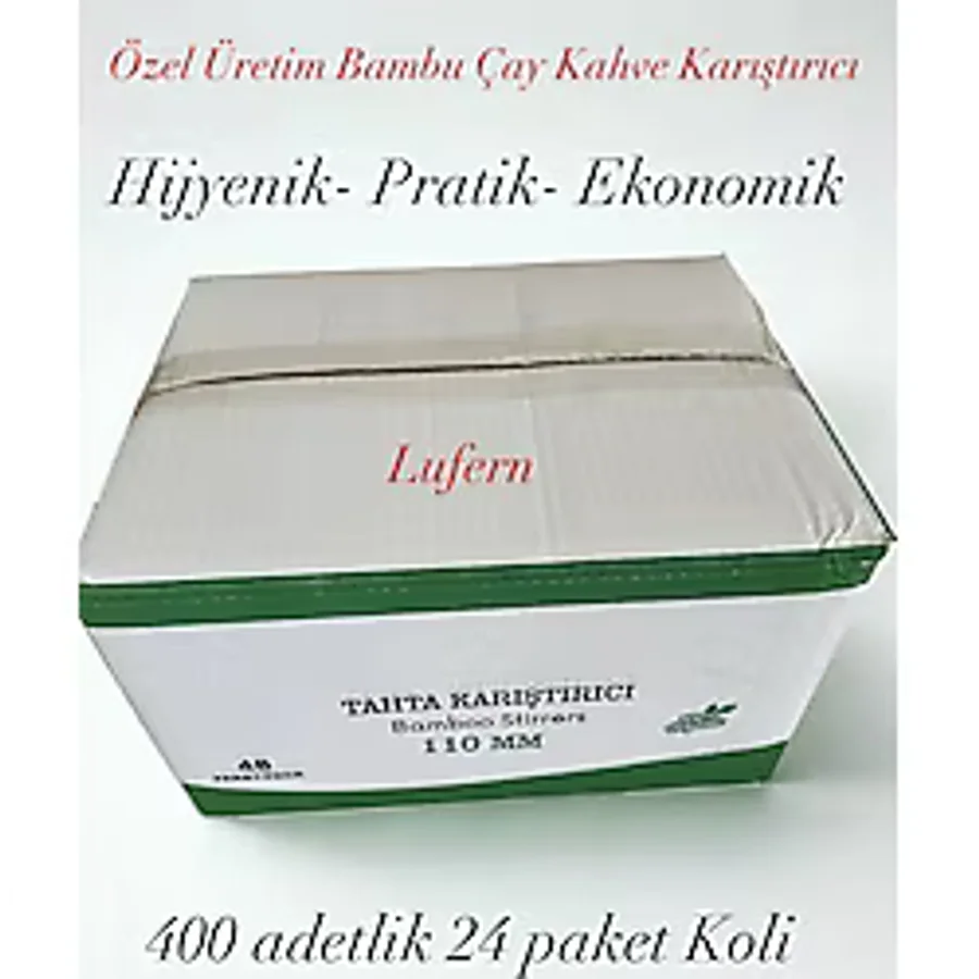 Lufern Özel Üretim Tahta Ahşap Bambu Çay Kahve Karıştırıcı Çubuk Kaşık 11 cm 250 Adetlik 48 Paket Koli - Kahverengi