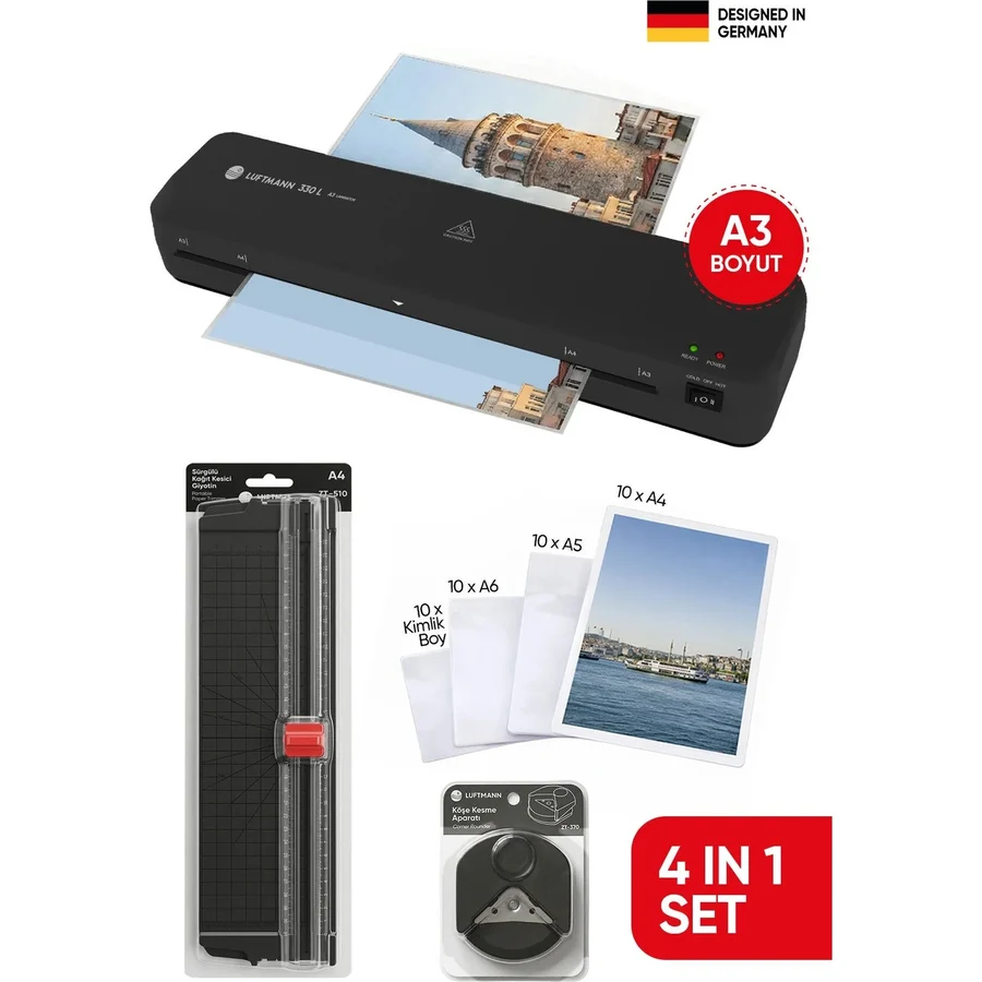 Luftmann 330 L A3 Laminasyon Makinesi 4in1 Set - 40 Adet Laminasyon Filmi