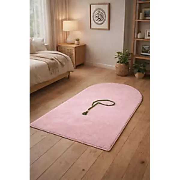 Lugmo Seccade Namaz Halısı Yıkanabilir Kaymaz Taban Peluş 70x120 CM Pembe