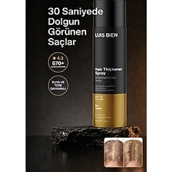 Luis Bien Saç Dolgunlaştırıcı Sprey Sarı 100 ml - Kellik Kapatıcı Topik Fiber Sprey, Suya Dayanıklı Amonyaksız Hacim Spreyi Saç Topiği