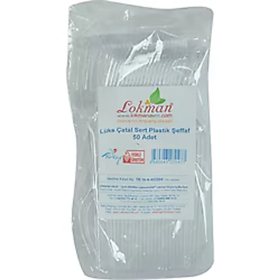 Lüks Çatal Sert Plastik Şeffaf 50 Adet 1 Paket