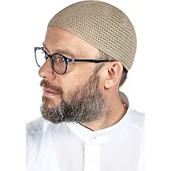 Lüks Çelik Örme Namaz Takkesi Kahverengi 1 Adet