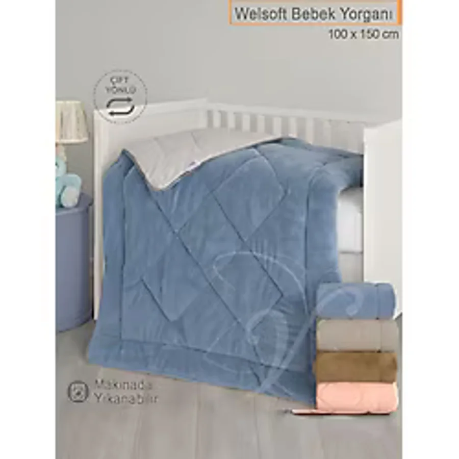 Lüks Welsoft Bebek Yorganı 100x150 cm Çift Taraflı Kullanım Kuzu Tüyü Yumuşaklığı