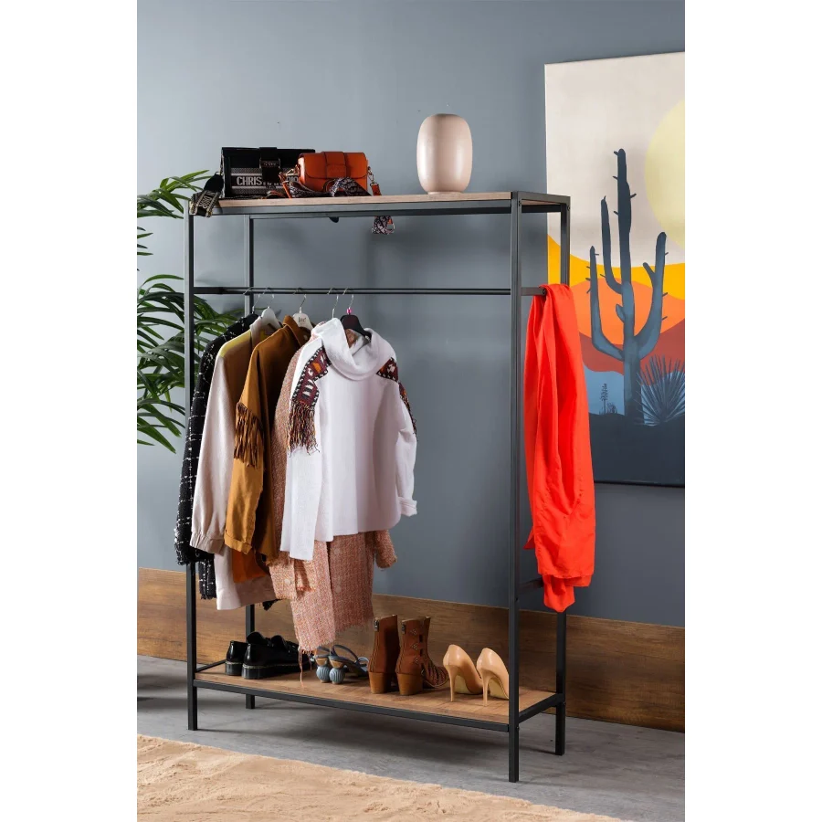 LuLu Home Raflı Askılık Konfeksiyon Askısı Elbise Askılığı