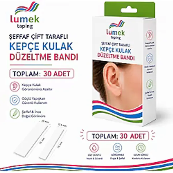 Lumek 30 Adet Şeffaf Çift Taraflı Kepçe Kulak Düzeltme Bandı Görünmez Kulak Şekillendirici