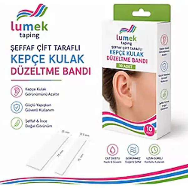 LUMEK Şeffaf Çift Taraflı Kepçe Kulak Düzeltme Bandı, Kulak Bandı, Kepçekulak Bandı, Çocuk Kulak Bandı
