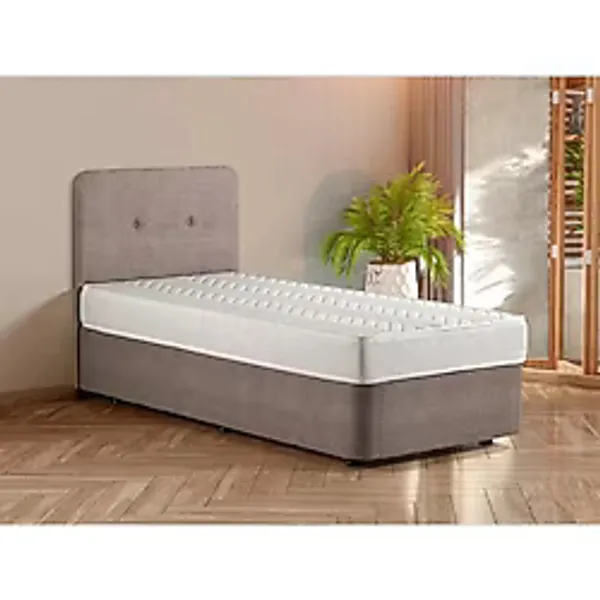 Luna Baza Başlık Yatak Seti - 90x190 Cm Tek Kişilik Ortopedik Set Sağlamlaştırılmış Sandıklı Baza