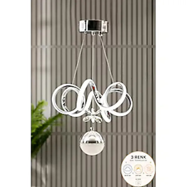 Luna Lighting Elda Model Krom Kaplama 3 Renk Metal Salon Mutfak Oturma Yatak Odası Modern Led Sarkıt Avize