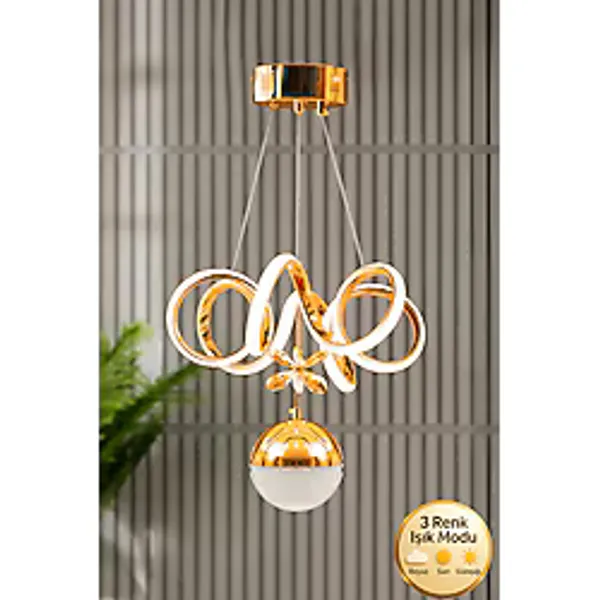 Luna Lighting Elda Modern Gold Kaplama Salon Yemek Mutfak Oturma Odası Hol Antre Led Sarkıt Avize