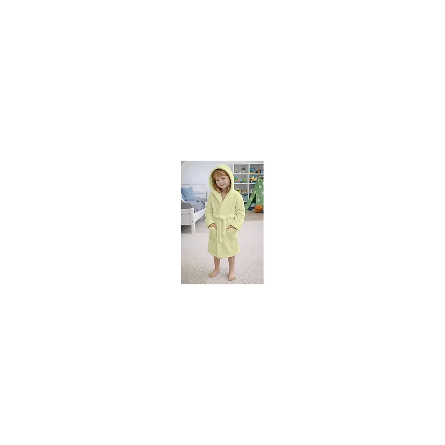 Luna Soft Kız / Erkek Çocuk Kapşonlu Pamuklu Bornoz Peluş Sabahlık 5/6 Yaş Su Yeşili