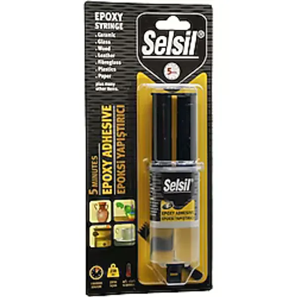 Lunaev Selsil Epoxy Syrınge Adhesive Şırınga Epoksi Yapıştırıcı 28Gr. Alüminyum - Cam - Porselen - Seramik - Ahşap - Metal