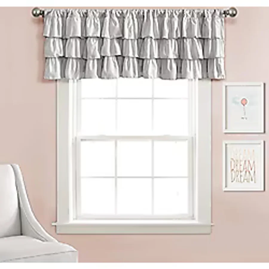 Lush Decor, Gray Belle Valance Shabby Chic Style Single Curtain, 18 x 84