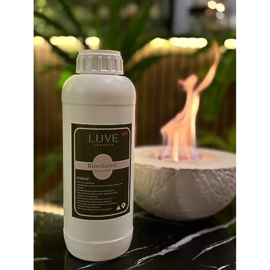 Luveconcept 1 Lt Şömine Yakıtı %96 Biyoyakıt - Kokusuz & İs Yapmaz Bioethanol - Masaüstü Şömine Uyumlu