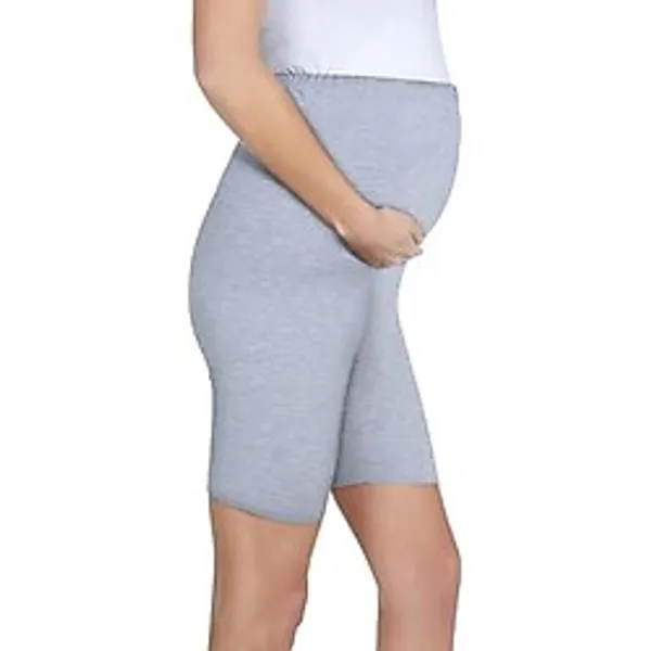 Luvmabelly Maternity 8028 Pamuklu Hamile Şort Tayt, GRI Melanj, 2X