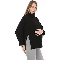 Luvmabelly MYRA4280 Fermuarlı Hamile Sweatshirt -Siyah
