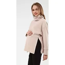 Luvmabelly MYRA4283 Fermuarlı Hamile Sweatshirt -Bej
